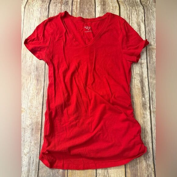 Women's Red V-Neck Top - Picture 1 of 4